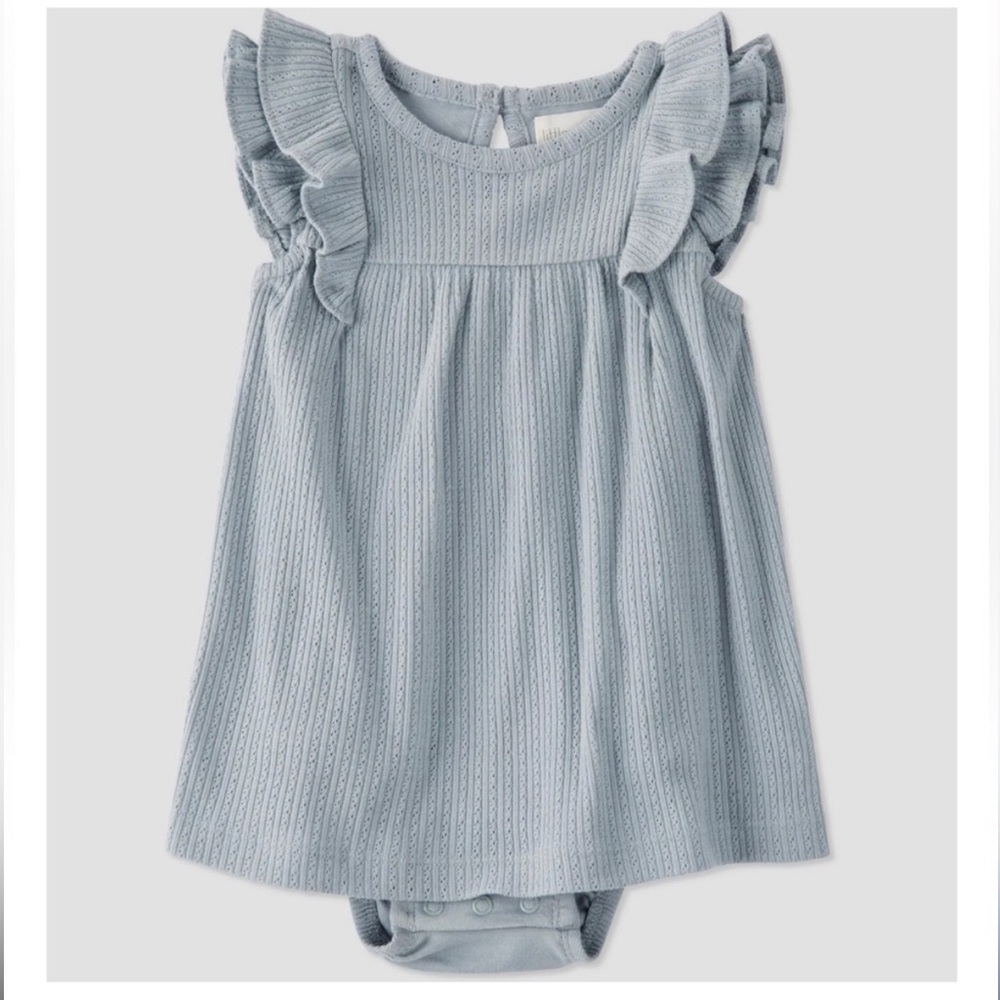 • Little Planet Pointelle Baby Dress with Ruffle Sleeves •